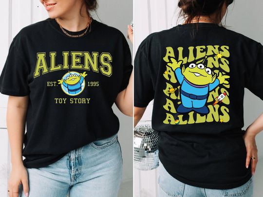 Toy Story Alien Cotton 2 Sides Short Sleeve Shirt, Disney Trip Shirt, Family Matching Shirt, Disneyland Vacation Shirt