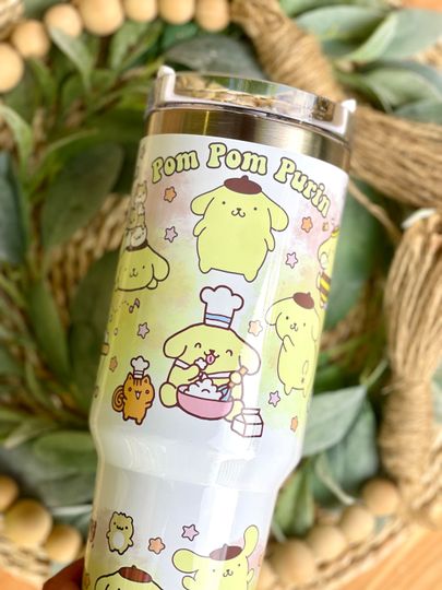 Kawaii Cute Yellow Lab Puppy Dog Tumblers 40 oz With Handle, Water Bottle Stainless Steel Thermos, Coffee Cup Travel Car Camping, Large Water Bottle