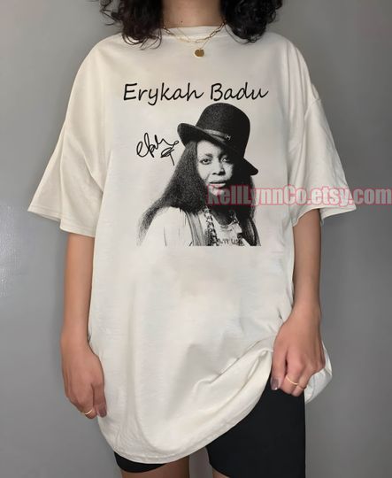 Erykah Badu Cotton TShirt, Vintage 90s Short Sleeve Shirt, Gift For Men Women