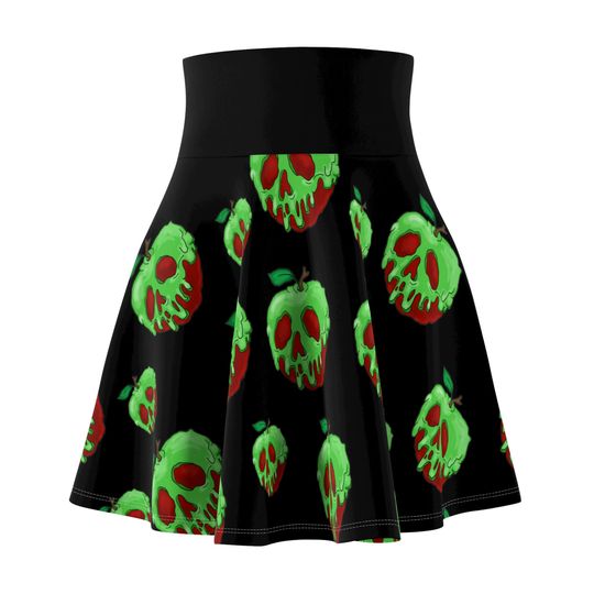 Black Poison apple Women's Skater Skirt | 4" wide high-rise elastic waistband | Women Summer Skater Skirt | Beaching Outfit