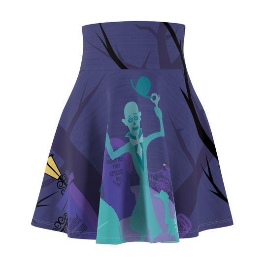 Haunted Mansion Dland Women's Skater Skirt | 4" wide high-rise elastic waistband | Women Summer Skater Skirt | Beaching Outfit