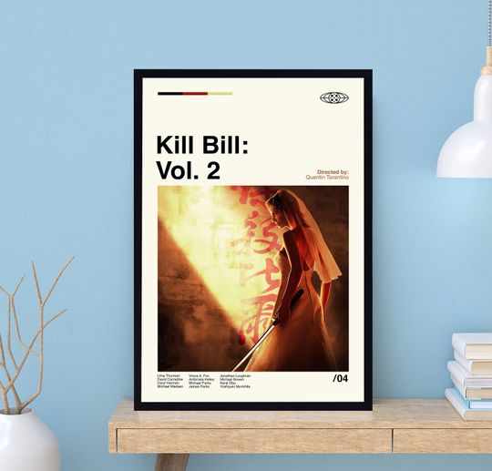 Kill Bill Vol 2 Poster, Kill Bill Poster, Quentin Tarantino, Midcentury Art, Minimalist Art, Movie Poster, Vintage Poster, Wall Decor