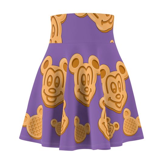 Waffle Virtual Women's Skater Skirt | 4" wide high-rise elastic waistband | Women Summer Skater Skirt | Beaching Outfit