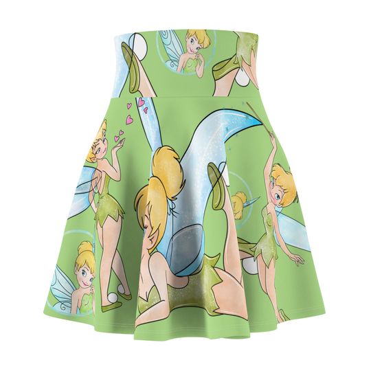Tinkerbell Women's Skater Skirt | 4" wide high-rise elastic waistband | Women Summer Skater Skirt | Beaching Outfit