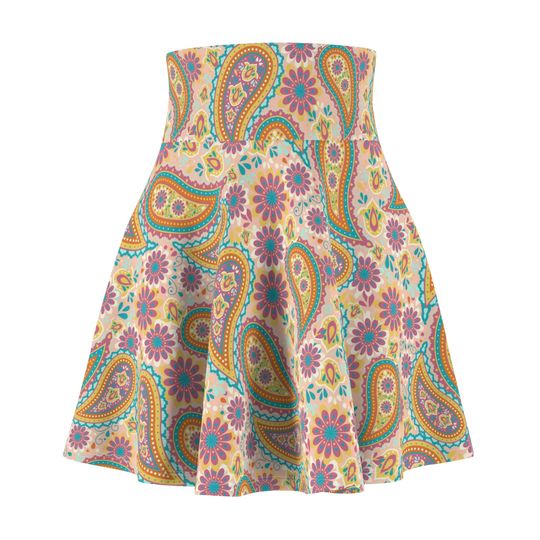 Floral Women's Skater Skirt | 4" wide high-rise elastic waistband | Women Summer Skater Skirt | Beaching Outfit