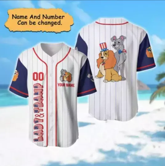 Personalized Lady And The Tramp Happy 4th Of July 3D Baseball Jersey Shirt