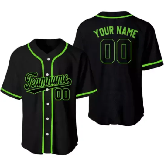 Custom Black Black-Neon Green Snakeskin Baseball Jersey S-5XL