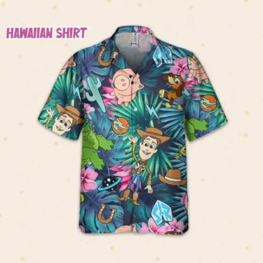 Toy Story Woody Buzz Lightyear Forky Summer Tropical 3D HAWAII SHIRT, Disneyland Summer Trip, Disneyland Vacation, Funny Hawaiian Shirt
