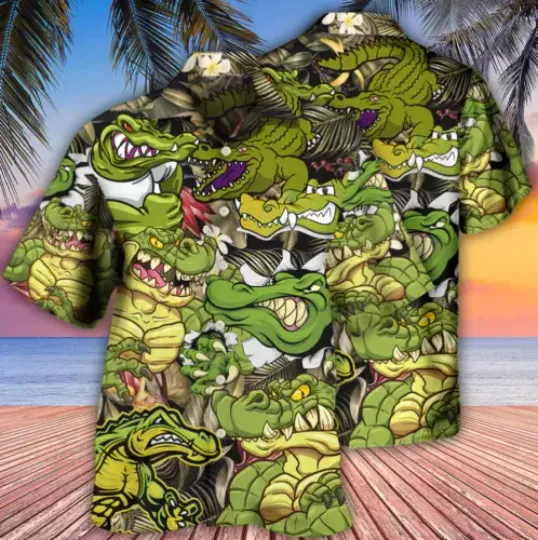 Crocodile Getting The Vibe 3D HAWAII SHIRT, Disneyland Summer Trip, Disneyland Vacation, Funny Hawaiian Shirt