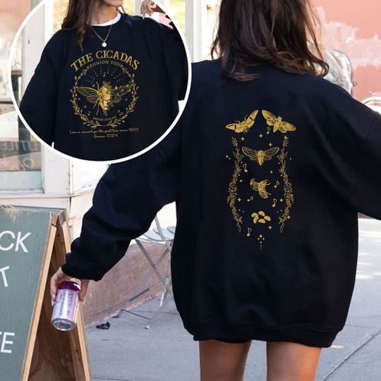 2 Sided The Cicadas Comeback 2024 Tour Unisex Sweatshirt, The Cicadas Sing 2024 Shirt, Funny Cicada Concert Shirt, Broods XIX & XIII Tour Shirt