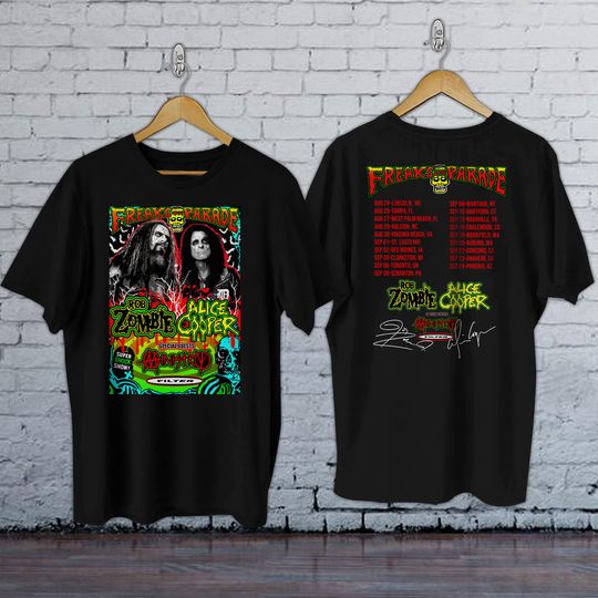 Hot Rob Zombie Alice Cooper Freaks On Parade Tour Shirt