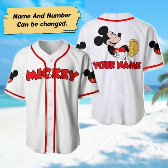 Personalized Mickey Mouse Baseball Jersey, Custom Name Mickey Mouse Jersey Team, Mouse Cartoon Basketball Jersey, Magic Kingdom Shirt