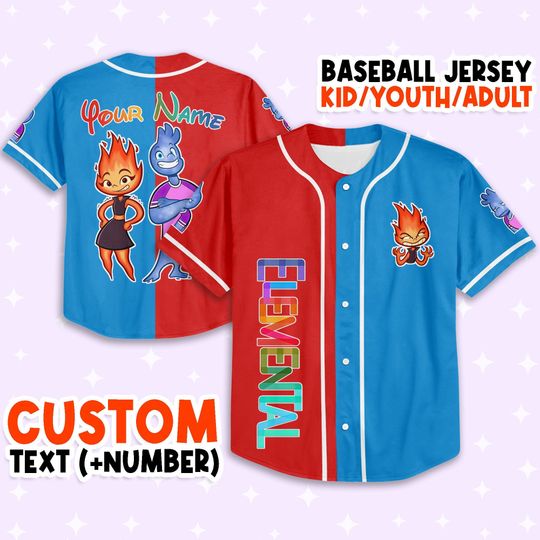 Personalize Disney Pixar Elemental Love Life Funny Jersey, Disney Baseball Game Day Outfit For Baseball Fan Player, Disney Family Shirt