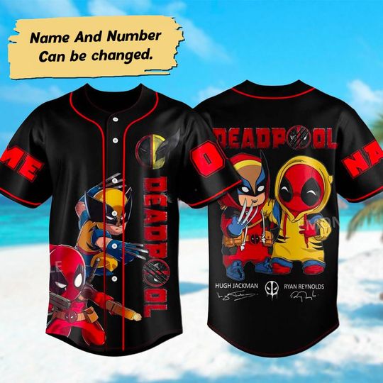 Personalized Deadpool and Wolverine Baseball Jersey, Deadpool Jersey Shirt, Wolverine Baseball Team, Superhero Matching Shirt