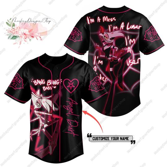 Hazbin Hotel Baseball Jersey, Angel Dust Jersey, Alastor Hazbin Jersey Shirt, Custom Name Shirt, Angel Dust Shirt, Hazbin Hotel Shirt