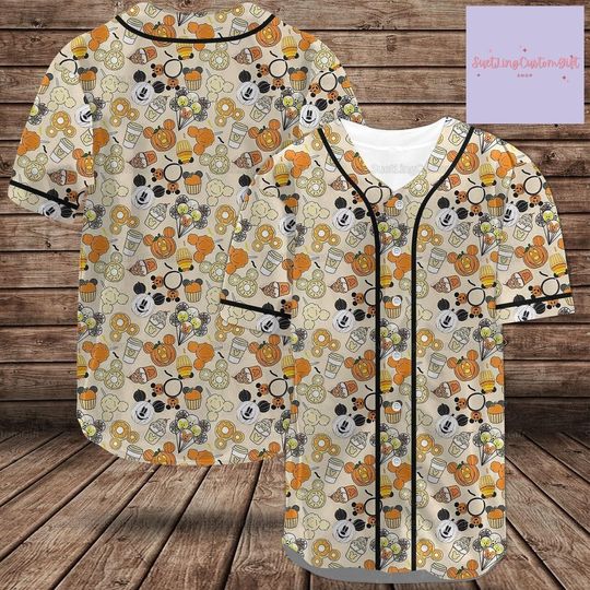 Halloween Disney Baseball Jersey, Disney Halloween Snacks Vacation Family Shirt, Disney Pumpkin Shirt, Mickey Shirt, Halloween Gifts