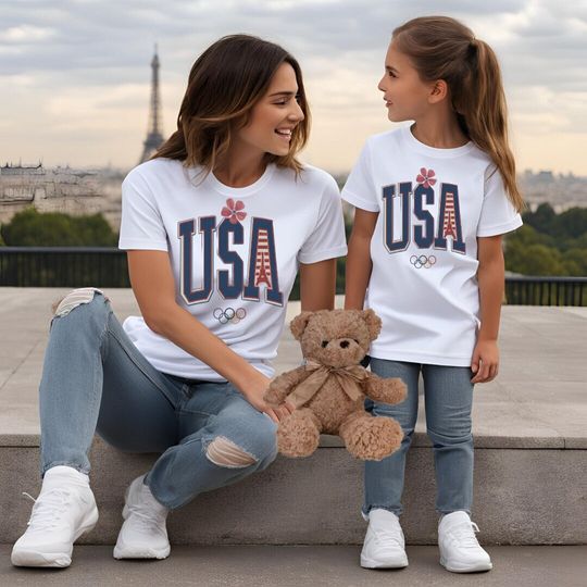 USA Eiffel Tower T-Shirt | USA 2024 T-Shirt | Paris, France Tee | Support Team USA | Unisex Paris Summer T-Shirt, Olympic summer tee