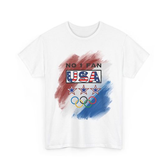 Team USA Summer Olympics Paris 2024 Men's Unisex Number 1 Fan Supporter Short Sleeve Cotton T-Shirt Top Tee