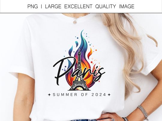 Parisian Eiffel Tower Laurel Wreath Flame TShirt,  Paris Olympics Shirt, Paris 2024, Olympics Gift, Olympics Sports Shirt