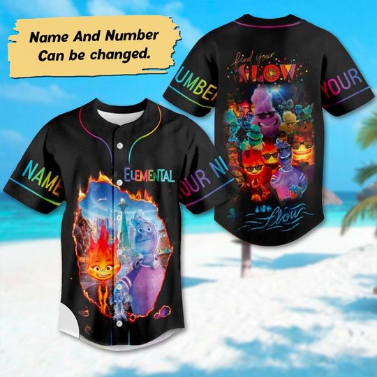 Discover Custom Elemental Baseball Jersey, Pixar Elemental Baseball Team Outfit, Magic Kingdom Family Trip Shirt, Cartoon Birthday Gift For Kid