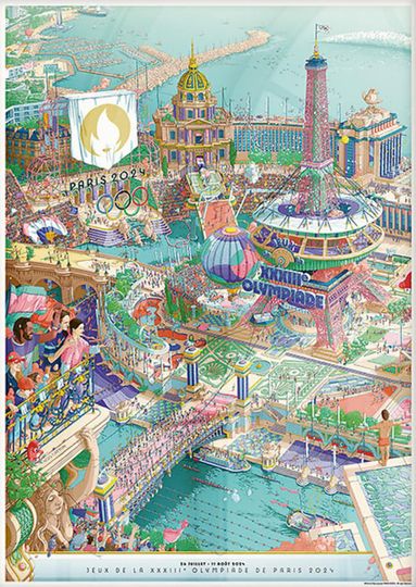 Paris 2024 Olympics Games Poster, Olympics Games Poster, Sports Decor, Paris Olympics, Athletic Event Art, Iconic Paris Art