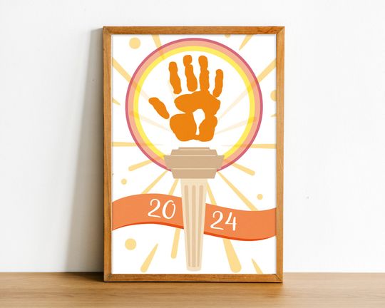 Summer Games Torch Handprint Poster | Children's Activity Poster | Handprint Art | 2024 Summer Games | Instant Digital Download