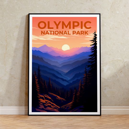 Olympics National Park Poster, Olympics National Park Print, Washington State Art, Mount Olympus Print, Olympics Park Poster