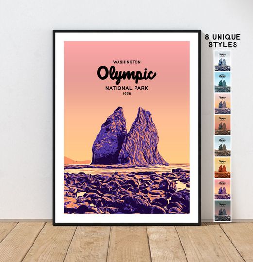Olympics National Park Art Print by Embarcadero Prints | Olympics WPA Style Poster | Vintage NP Travel Print | Washington Travel Poster