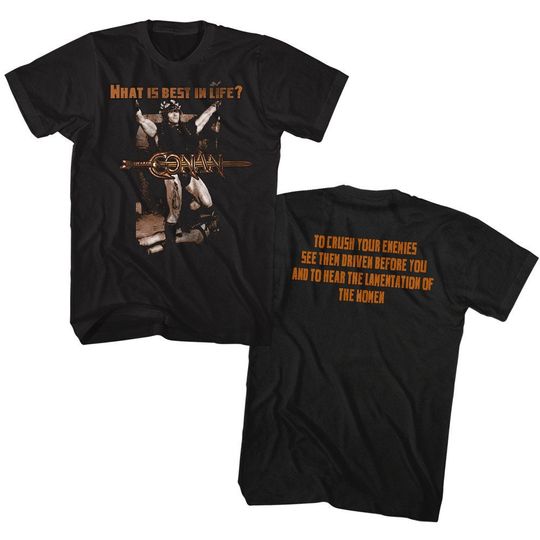 Conan The Barbarian Best Life Black Adult T-Shirt, Vintage 90s Short Sleeve TShirt, Retro Shirt Gift For Men Women