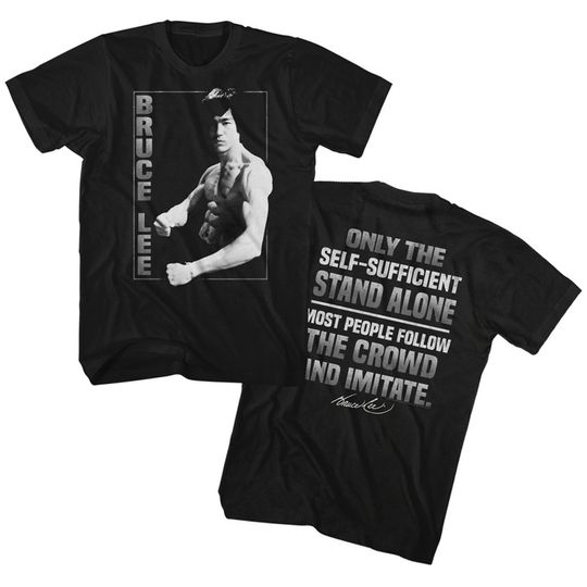 Bruce Lee Stand Alone Classic Black Adult T-Shirt, Vintage 90s Short Sleeve TShirt, Retro Shirt Gift For Men Women