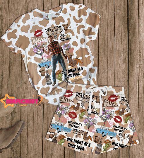 Wallen Western Short Pajama Sets, Wallen Western Gift, Wallen Country Music, Gift For Fan