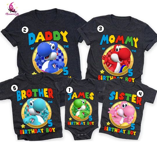 Personalized Super Mario Bros Birthday Shirt, Disneyland Super Mario Character Shirt, Disneyland Birthday Shirt, Family Matching Shirt