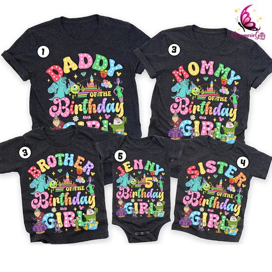 Custom Monsters Inc Birthday Girl Shirt, Family Matching Shirt, Monsters Inc Shirt, Pixar Monsters University Shirt, Birthday Shirts