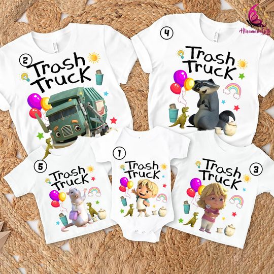 Trash Truck Characters Shirt, Family Trash Truck Shirts, Trash Truck Shirt, Family Matching T Shirt, Trash Truck Friends Matching Tee