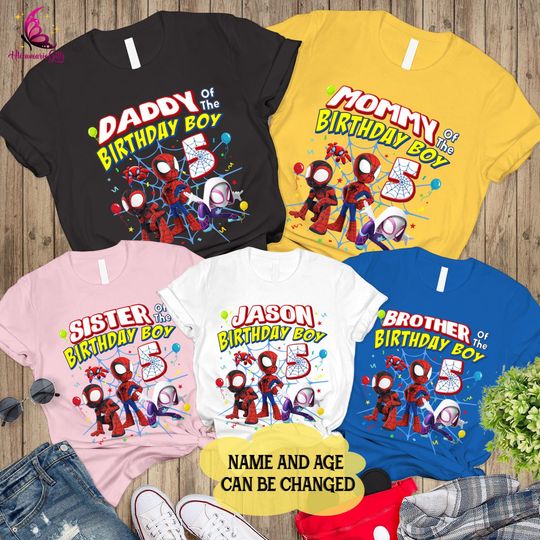 Custom Spidey and His Amazing Friends Of The Birthday Boy Shirt | Family Matching Shirt | Spidey and His Amazing Friends Birthday Shirt