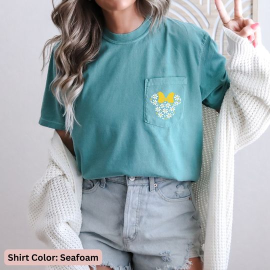 Vintage Flower Mickey Mouse Pocket T-shirt | Cute Tee For Summer | Comfortable Shirt | Multi-color