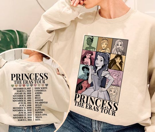Princess Eras Tour Sweatshirt, Disneyland Princess Tour Tee, Princess Characters Shirt, Girl Trip Shirt, Disneyland Shirt, Birthday Gift