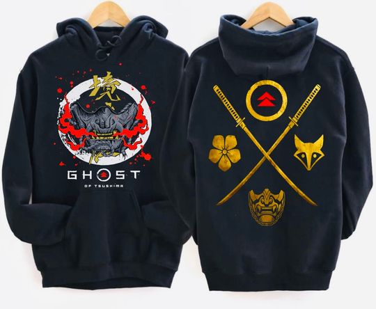 Ghost anime hoodie,of Tsushima hoodie, Jin Sakai hoodie, Sakai Clan, Japan hoodie Clothing, Gift Ideas, Oni hoodie, Unisex hoodie
