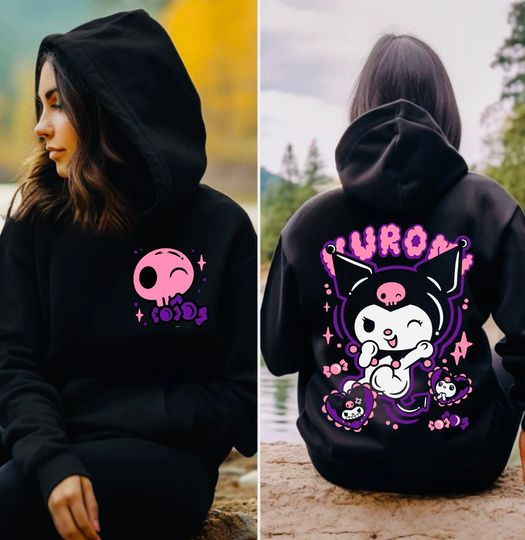 Kitty and Friends Inspired hoodie , Kuromi hoodie - Kuromi Shirt, Cute Tees, Kuromi Gift