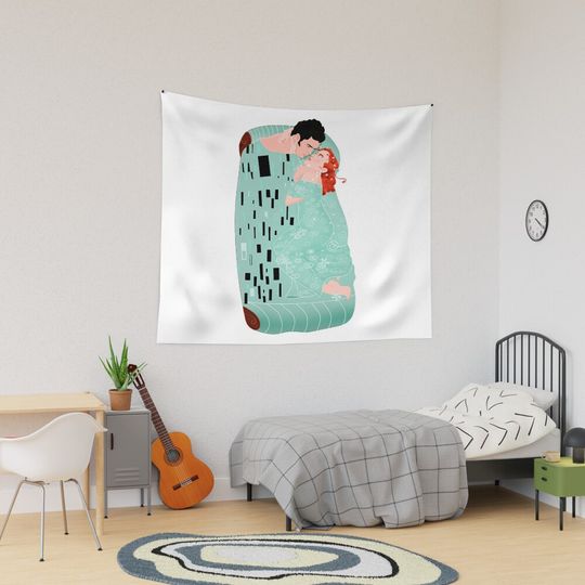 Kissing Scene Tapestry, Bridgerton Colin and Penelope Polin Couple Tapestry, Bridgerton Merch, Funny Gift Idea, Gift for Fans