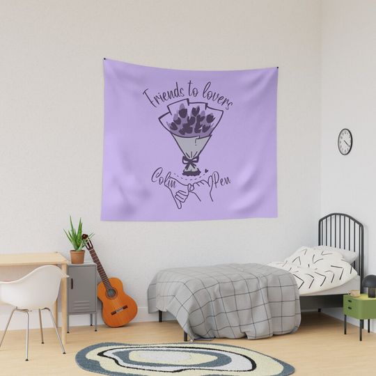 Friends to Lovers Tapestry, Bridgerton Colin and Penelope Polin Couple Tapestry, Bridgerton Merch, Funny Gift Idea, Gift for Fans