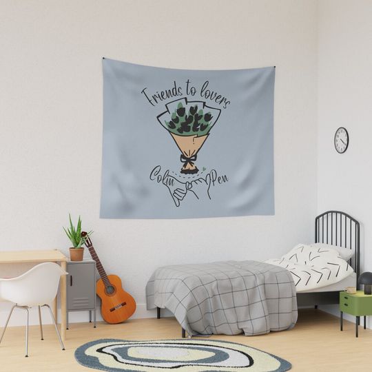 Friends to Lovers Tapestry, Bridgerton Colin and Penelope Polin Couple Tapestry, Bridgerton Merch, Funny Gift Idea, Gift for Fans