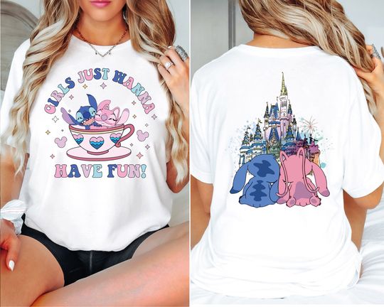Disney Stitch Angel Besties Shirt, Girls Just Wanna Have Fun Shirt