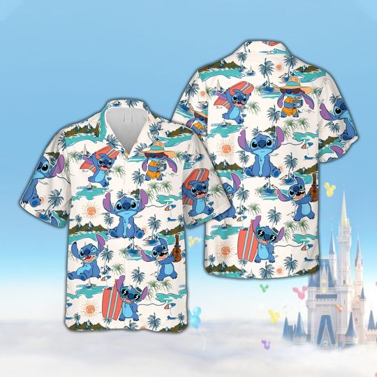Disneyy Stitch Hawaiian Shirt, Aloha Summer Party Button Down Shirt, Magic Kingdom Summer Shirt, Stitch Summer Beach Shirt