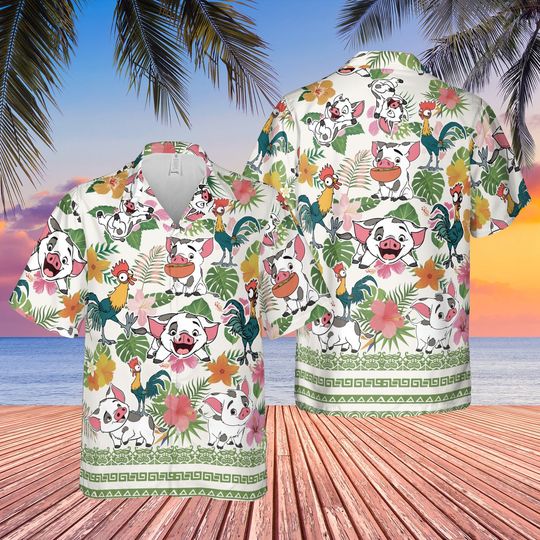 Disneyy Hei Hei Pua Hawaiian Shirt, Aloha Summer Party Button Down Shirt, Magic Kingdom Summer Shirt, Funny Summer Vacation Hawaiian