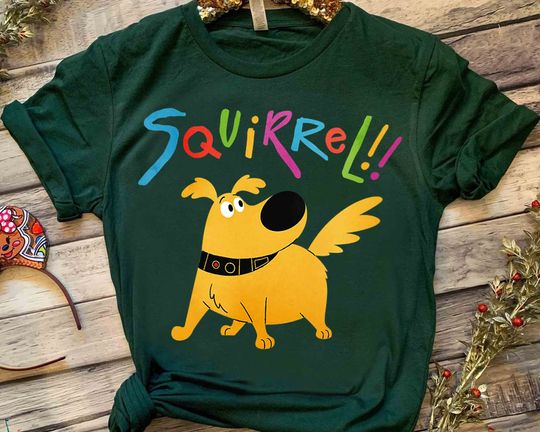 Funny Dug Dog Squirrel Pose T-Shirt, Disney Pixar Up Carl Russell Kevin Tee