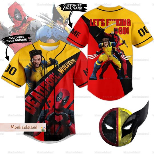 Custom Deadpool And Wolverine Baseball Jersey, Deadpool Jersey Shirt, Wolverine Jersey Shirt, Deadpool 3 Movie