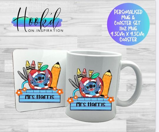 Disney Inspired Teachers Stitch Personalised Mug, Movie Coffee Mug, Mug For Office / Living Room