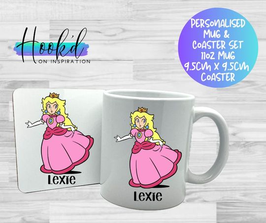Mario Inspired Princess Peach Personalised Mug, Movie Coffee Mug, Mug For Office / Living Room