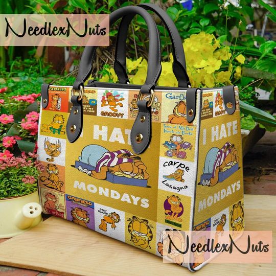 Garfield Cat Leather Handbag, Garfield Cat Handbag, Shoulder Bag, Crossbody Bag, Shopping Bag